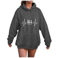 thumbnail image 1 of larppty Womens Cute Preppy Sweatshirts Casual Graphic Hoodies Long Sleeve Hooded Pullover Tops Fall Fashion Clothes (Grey, XXL), 1 of 6
