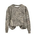 thumbnail image 1 of larppty Womens Fashion Camo Sweatshirt Print Oversized Crewneck Sweatshirt Long Sleeve Casual Pullover Top (Brown, 3XL), 1 of 3