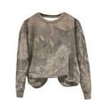 thumbnail image 1 of larppty Womens Fashion Camo Sweatshirt Print Oversized Crewneck Sweatshirt Long Sleeve Casual Pullover Top (Khaki, 4XL), 1 of 3