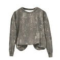 thumbnail image 1 of larppty Womens Fashion Camo Sweatshirt Print Oversized Crewneck Sweatshirt Long Sleeve Casual Pullover Top (Light Gray, 3XL), 1 of 3