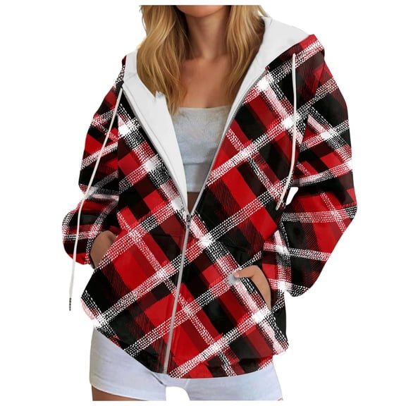 larppty Womens Fashion Zipper Hoodies for Women Oversized Sweatshirts Long SLeeve Jacket Coat Loose Fit Tops (Red, 4XL)