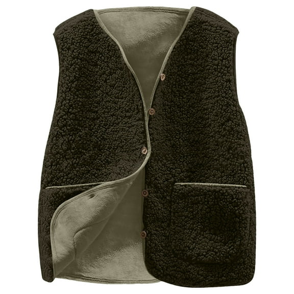 larppty Womens Fleece Vest Sherpa Casual Jacket Button Down Lightweight Fuzzy Outerwear Vests With Pocket 2025 Fall Fashion (AG, 5XL)