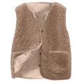 thumbnail image 1 of larppty Womens Fleece Vest Sherpa Casual Jacket Button Down Lightweight Fuzzy Outerwear Vests With Pocket 2025 Fall Fashion (Khaki, 3XL), 1 of 4