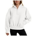 thumbnail image 1 of larppty Womens Half Zip Oversized Sweatshirts Fleece Hoodies 2025 Trendy Long Sleeve Pullover Tops Y2k Fall Outfits (White, S), 1 of 8