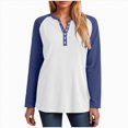thumbnail image 1 of larppty Womens Long Sleeve Tops Color Block Button V Neck T Shirts Loose Fit Tunic Blouses (Sky Blue, M), 1 of 5