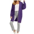 thumbnail image 1 of larppty Womens Open Front Cardigan Waffle Knit Long Sleeve Sweaters Tops Fall Coat Outerwear with Pockets (Purple, L), 1 of 9