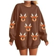 thumbnail image 1 of larppty Womens Oversized Christmas Sweaters Crewneck Reindeer Graphic Knit Long Sleeve Santa Xmas Pullover Sweater (Brown, L), 1 of 8