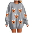 thumbnail image 1 of larppty Womens Oversized Christmas Sweaters Crewneck Reindeer Graphic Knit Long Sleeve Santa Xmas Pullover Sweater (Grey, XXL), 1 of 8
