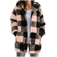 thumbnail image 1 of larppty Womens Oversized Sherpa Jacket Fuzzy Fleece Zip Up Jacket Warm Winter Coats Outerwear with Pockets (Rose Gold, L), 1 of 6