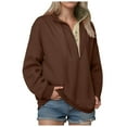 thumbnail image 1 of larppty Womens Oversized Sweatshirt Long Sleeve Henley Pullover Tops 2025 Fall Casual Button Loose Fit Fashion Outfits (Brown, XXL), 1 of 6