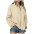 thumbnail image 1 of larppty Womens Oversized Sweatshirt Long Sleeve Henley Pullover Tops 2025 Fall Casual Button Loose Fit Fashion Outfits (Khaki, XXL), 1 of 6