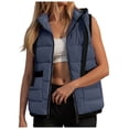 thumbnail image 1 of larppty Womens Puffer Vest Sleeveless Casual Loose Fit Winter Warm Lightweight Stand Collar Down Jacket Coats Outwear (Navy, XL), 1 of 9