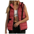 thumbnail image 1 of larppty Womens Puffer Vest Sleeveless Casual Loose Fit Winter Warm Lightweight Stand Collar Down Jacket Coats Outwear (Red, M), 1 of 9