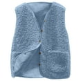 thumbnail image 1 of larppty Womens Sherpa Vest Casual Warm Fuzzy Vest Sleeveless Fleece Jacket Pockets Teddy Coat Gilet for Winter (Sky Blue, 5XL), 1 of 2