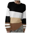 thumbnail image 1 of larppty Womens Sweaters Striped Fall Winter Outfits 2025 Crewneck Color Block Pullover Fashion Clothes (Black, XXL), 1 of 5