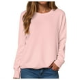 thumbnail image 1 of larppty Womens Sweatshirts Crewneck Basic Pullover Sweaters Fall Winter Cute Tops Teen Girls Clothes 2025 (Light Pink, M), 1 of 5