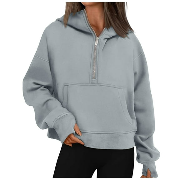 larppty Womens Sweatshirts Half Zip Cropped Pullover Fleece Hoodies 2025 Fall Fashion Outfits Clothes (RD2, S)