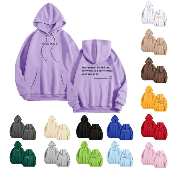 larppty Womens Trendy Hoodies With Sayings Long Sleeve Sweatshirts Pullover Casual Tops Y2K Teen Girls Clothing Khaki, XL