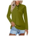 thumbnail image 1 of larppty Womens V Neck Polo Shirts Long Sleeve Collared Tops Fall Loose Golf Casual Tunic Blouses (AG, L), 1 of 5