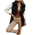 thumbnail image 1 of larppty Womens Warm Sherpa Fleece Sleeveless Button Down Long Vest Sherpa Jackets Coat Outerwear (Black, M), 1 of 5
