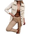 thumbnail image 1 of larppty Womens Warm Sherpa Fleece Sleeveless Button Down Long Vest Sherpa Jackets Coat Outerwear (Khaki, M), 1 of 5