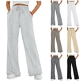 thumbnail image 1 of larppty Womens Wide Leg Sweatpants Casual Drawstring High Waisted Solid Color Breathable Oversized Lounge Jogging Pants with Pockets（White，XXXL）, 1 of 1