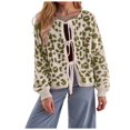 thumbnail image 1 of larppty Womens Y2k Bow Tie Front Cardigan Sweaters Oversized Fall Open Front Leopard Print Cardigans Cute Loose Knit Coats (Green, S), 1 of 5