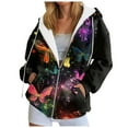 thumbnail image 1 of larppty Zip Up Hoodie Women 2025 Casual Long Sleeve Sweatshirts Fall Winter Fashion Lightweight Butterfly Print Hooded Clothes with Pockets (Pink, L), 1 of 6