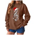 thumbnail image 1 of larpptyWomen Christmas Sweatshirts Vintage Musical Xmas Graphic Crewneck Pullover Casual Long Sleeve Sweater Shirts (Brown, L), 1 of 9