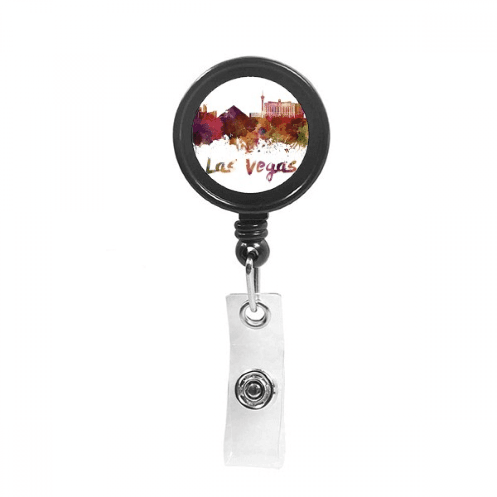 las vegas amecity watercolor Retractable Keychain Badge Holder ID Badge