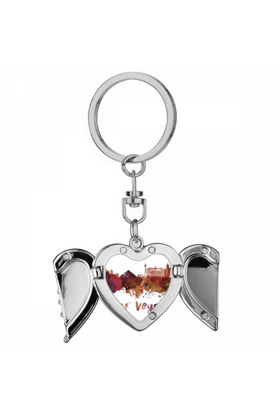 las vegas amecity watercolor heart angel wing key chain holder