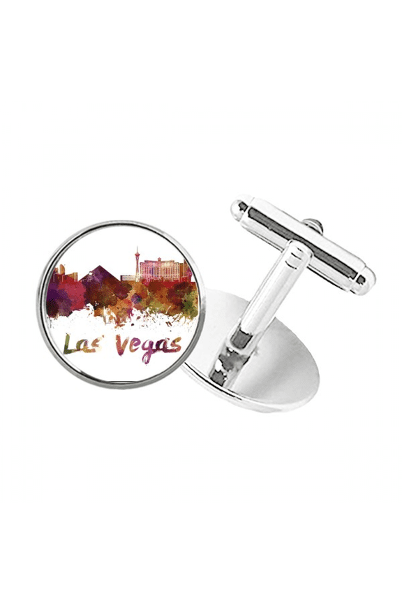 las vegas amecity watercolor round button cuff clip stud cufflinks
