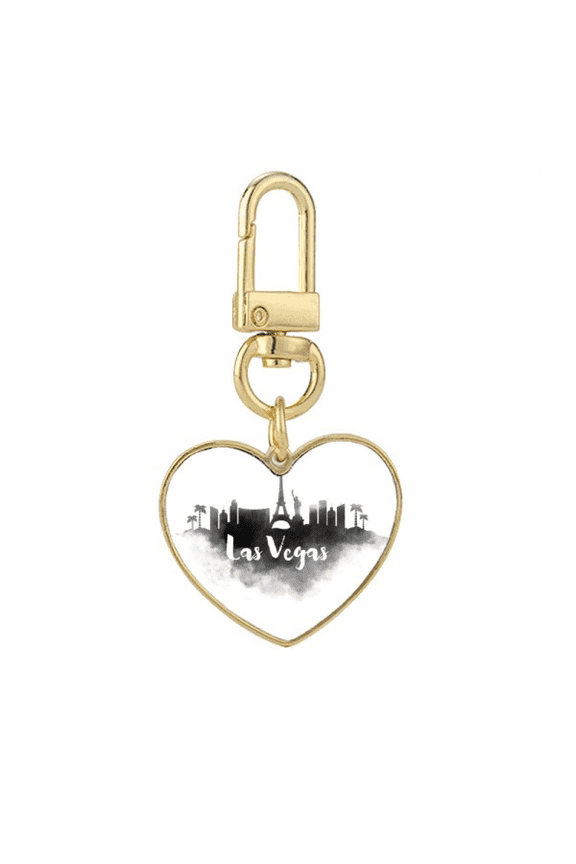 las vegas amelandmark ink city painting gold heart keychain metal keyring holder