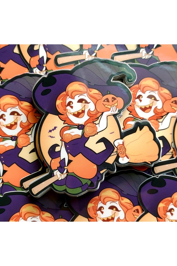 last chance! | PUMPKIN WITCH Spooky Water Resistant Vinyl keychain, RANDOM 1 PACK