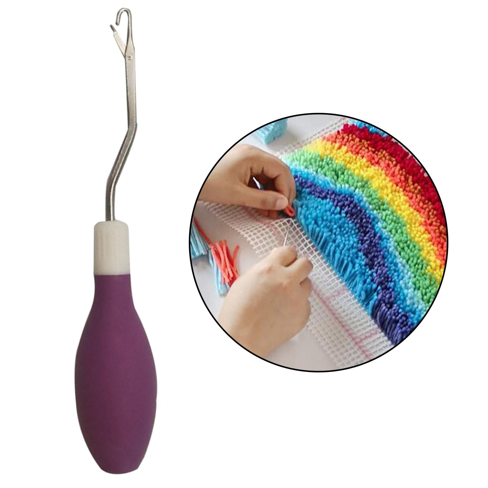 latch and hook Tool, Silicone Handle Bent Crochet Knitting Tool for Crocheting Crafts Carpet Rug Making Accessory