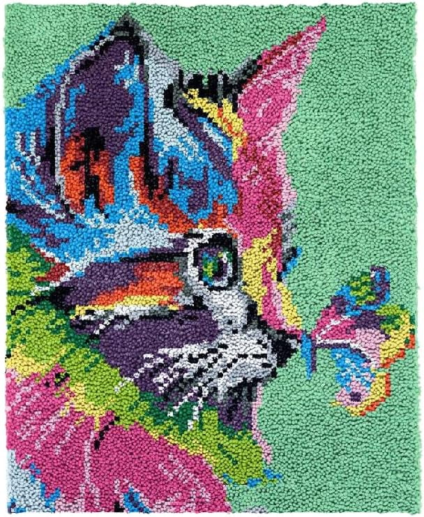 latch hook kits for adults,rug making kit for adults cute cats,Latch Hook Rug Kit for Adults Crocheting Carpet Rug Yarn Sofa Cushion Mat Tapestry DIY Carpet Arts Crafts 50 × 38cm / 19.7 * 15.0 inches