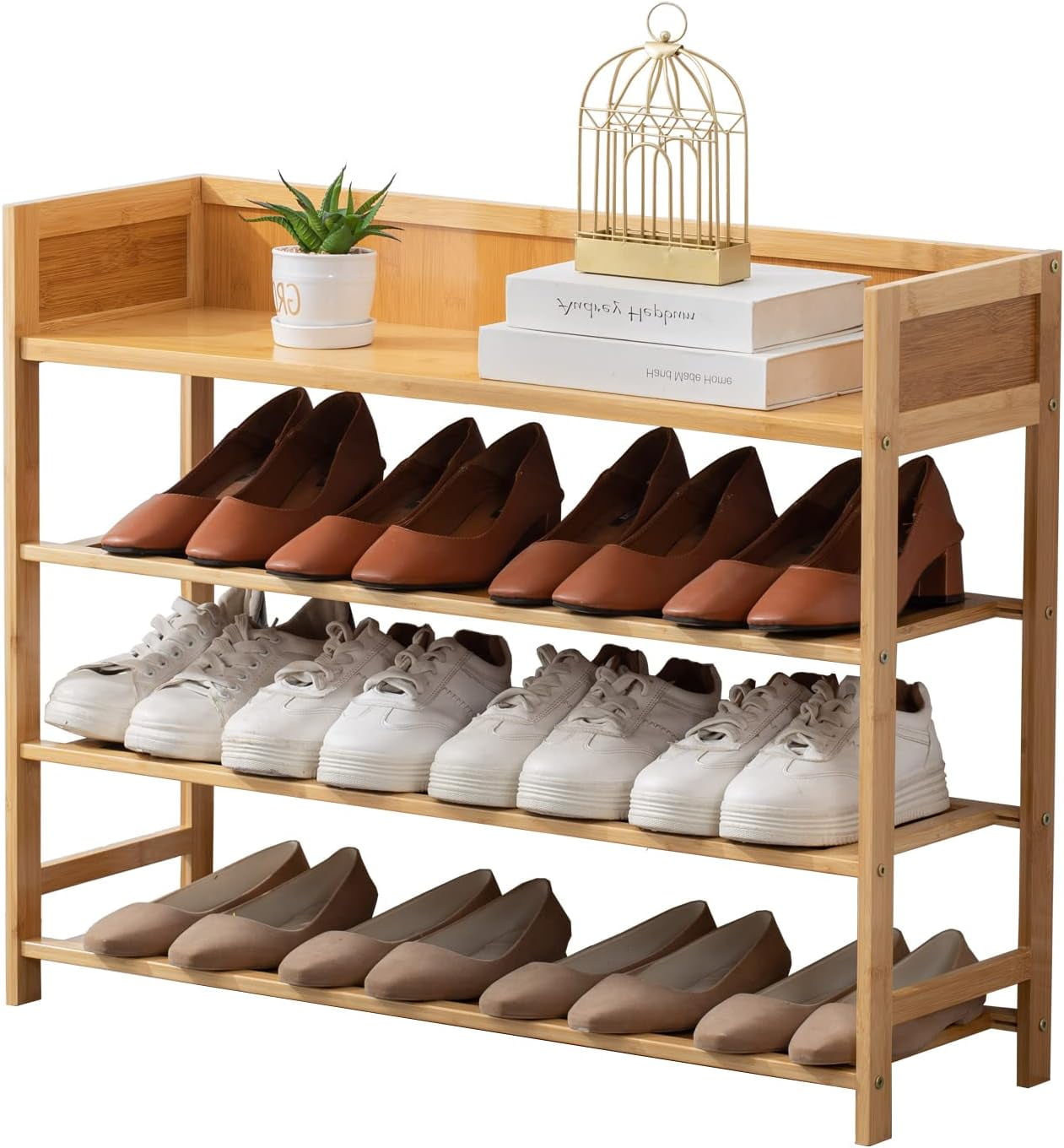 latifolia Bamboo Shoe Rack, 4-Tier Shoe Rack Organizer for Entryway ...