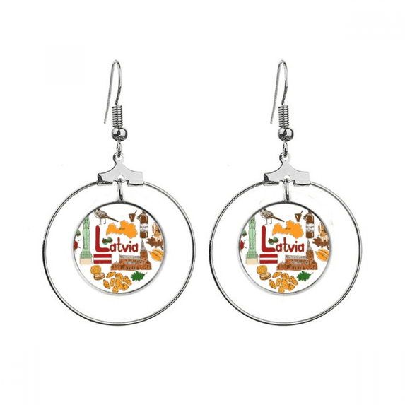latvia love heart landscap national flag earrings dangle hoop jewelry drop circle