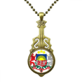 thumbnail image 1 of latvia national emblem country necklace antique guitar jewelry music pendant, 1 of 4