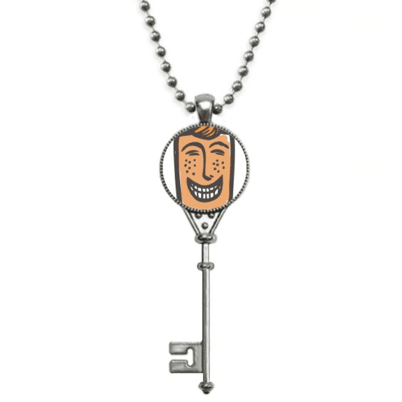 laugh fsketch smail pendant vintage necklsilver key jewelry