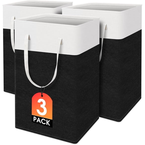 laundry basket 3-Pack, hamper, Hamper with handles, collapsible baskets, Waterproof dirty clothes Towel Storage for Home or Dorm, 75L-