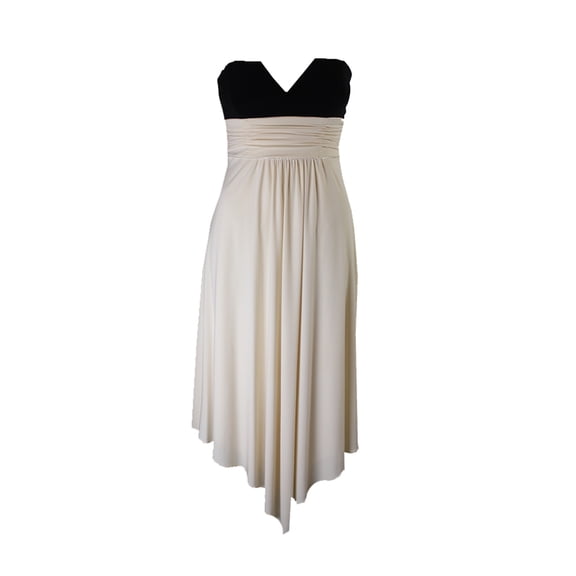 laundry by shelli segal black ivory strapless bandeau dress 6
