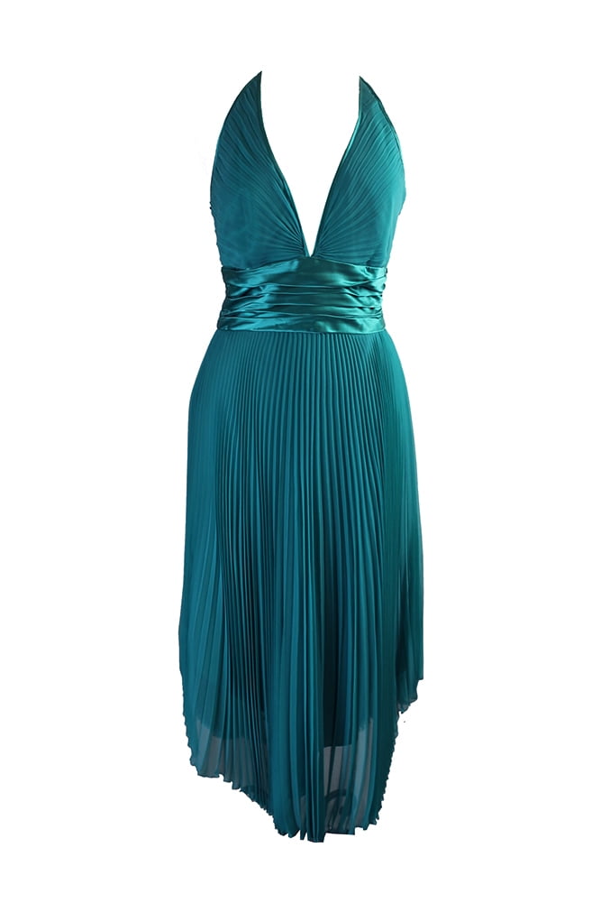 Sleeveless Pleated Dress Teal C202 main image 0