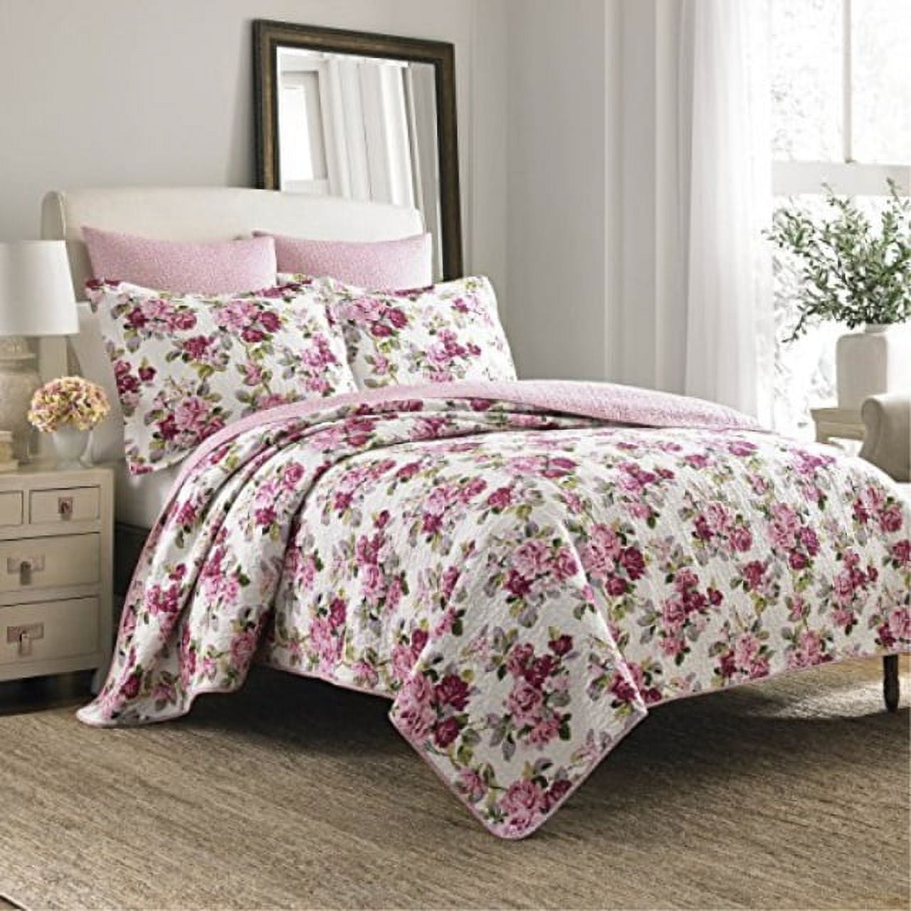 LAURA ASHLEY ピンク タオルケット laura ashley lidia quilt set, pink, full/queen - Walmart.com