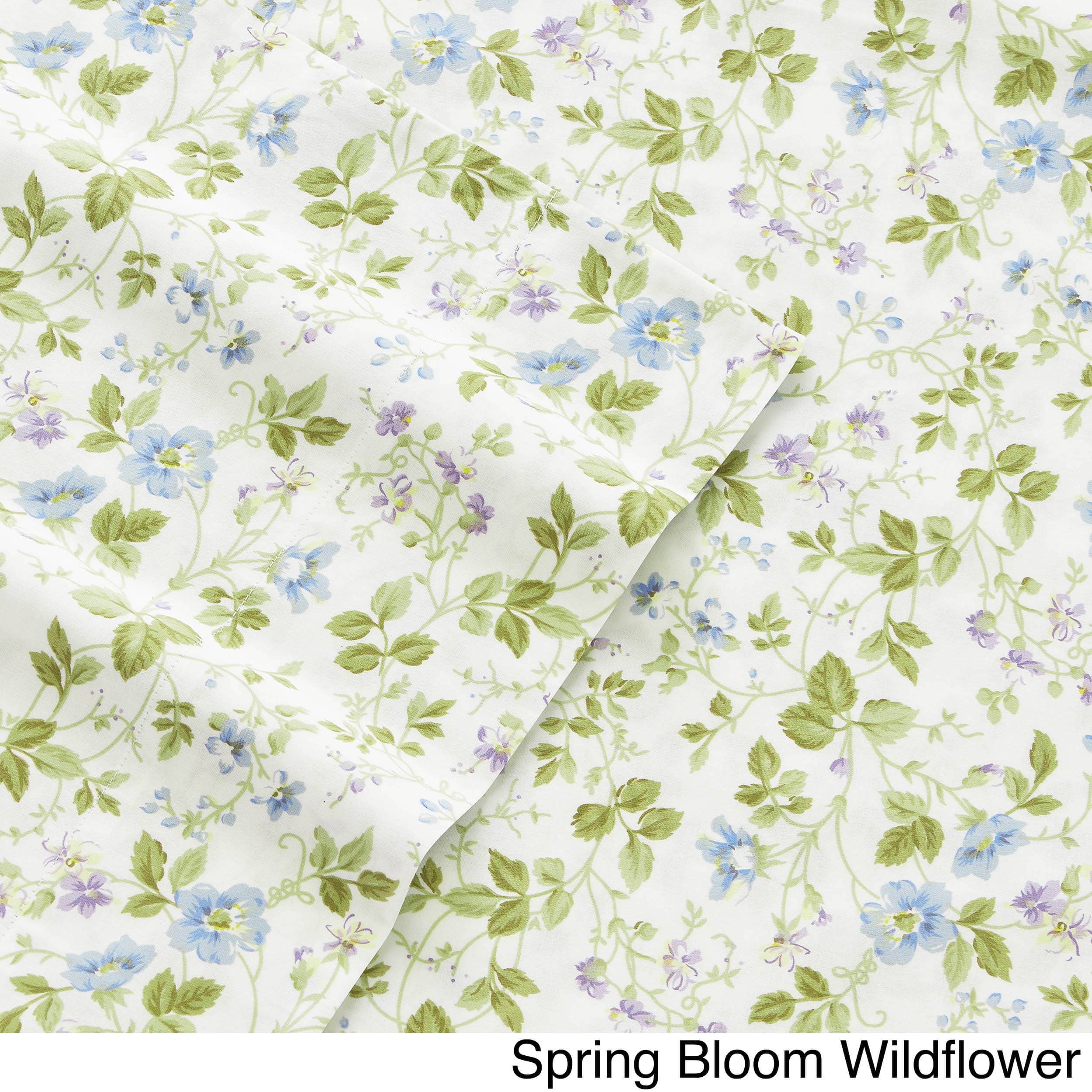 King Blue Floral Cotton Sateen Sheet Set