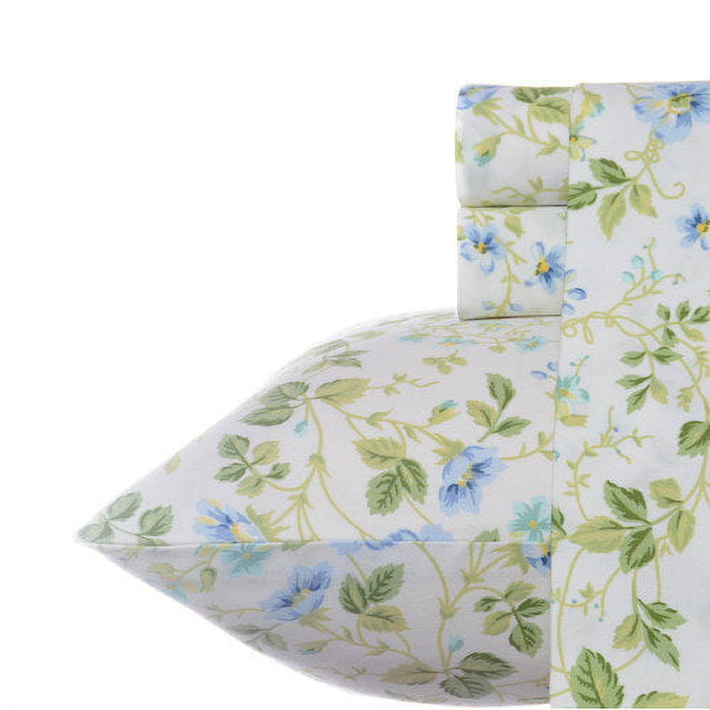 Periwinkle Floral Cotton Queen Sheet Set