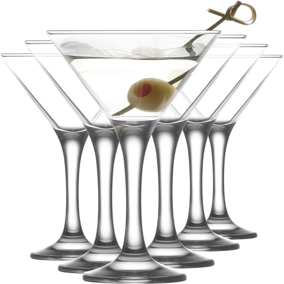 lav Martini Glasses Set of 6 - Martini Cocktail Glass Set 6 Oz - Cosmopolitan Glasses for Elegant Cocktails - Classic Cocktail Glasses with Chic Design for Home Parties - Made in Europe