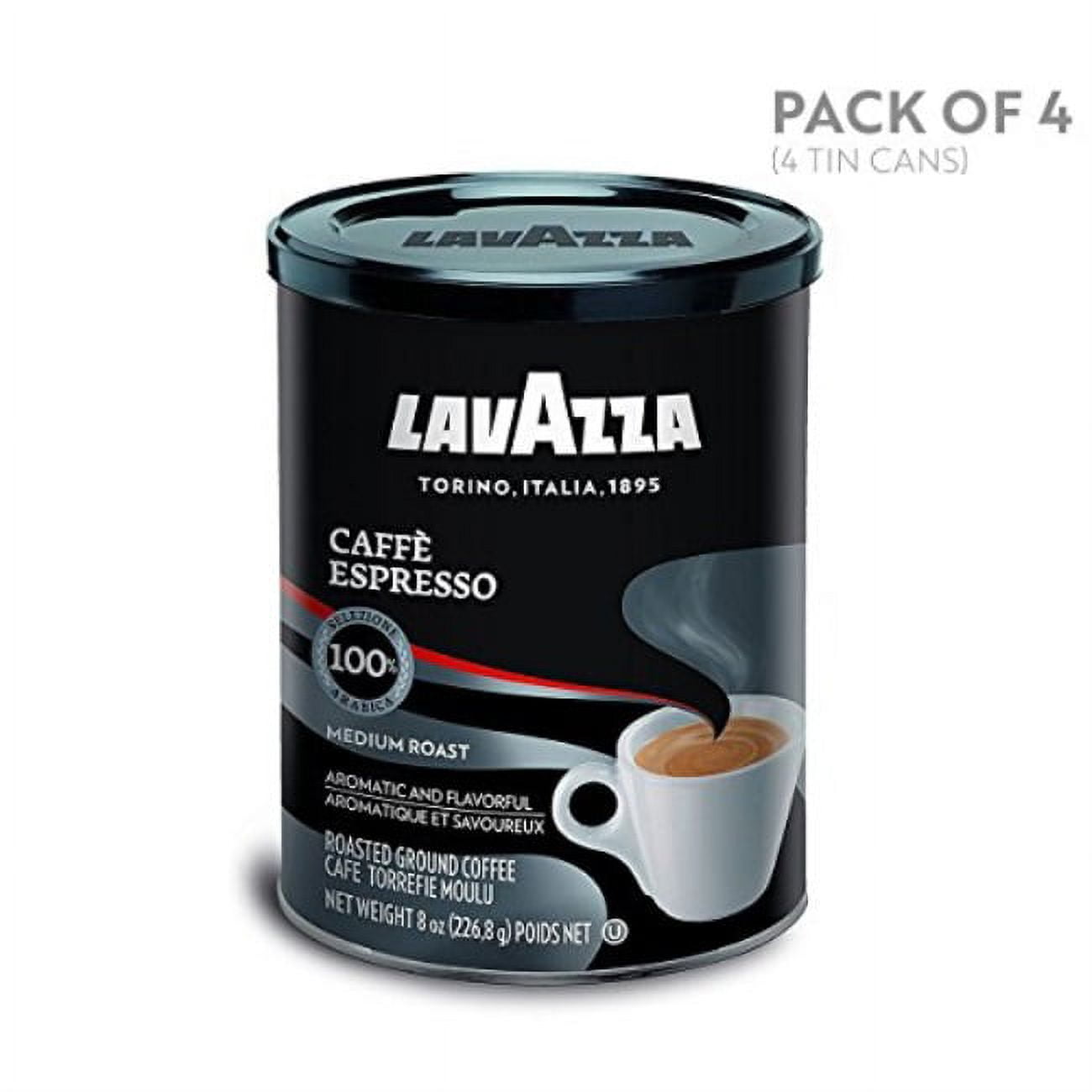 lavazza caffe espresso ground coffee blend, medium roast, 8-ounce cans,pack  of 4