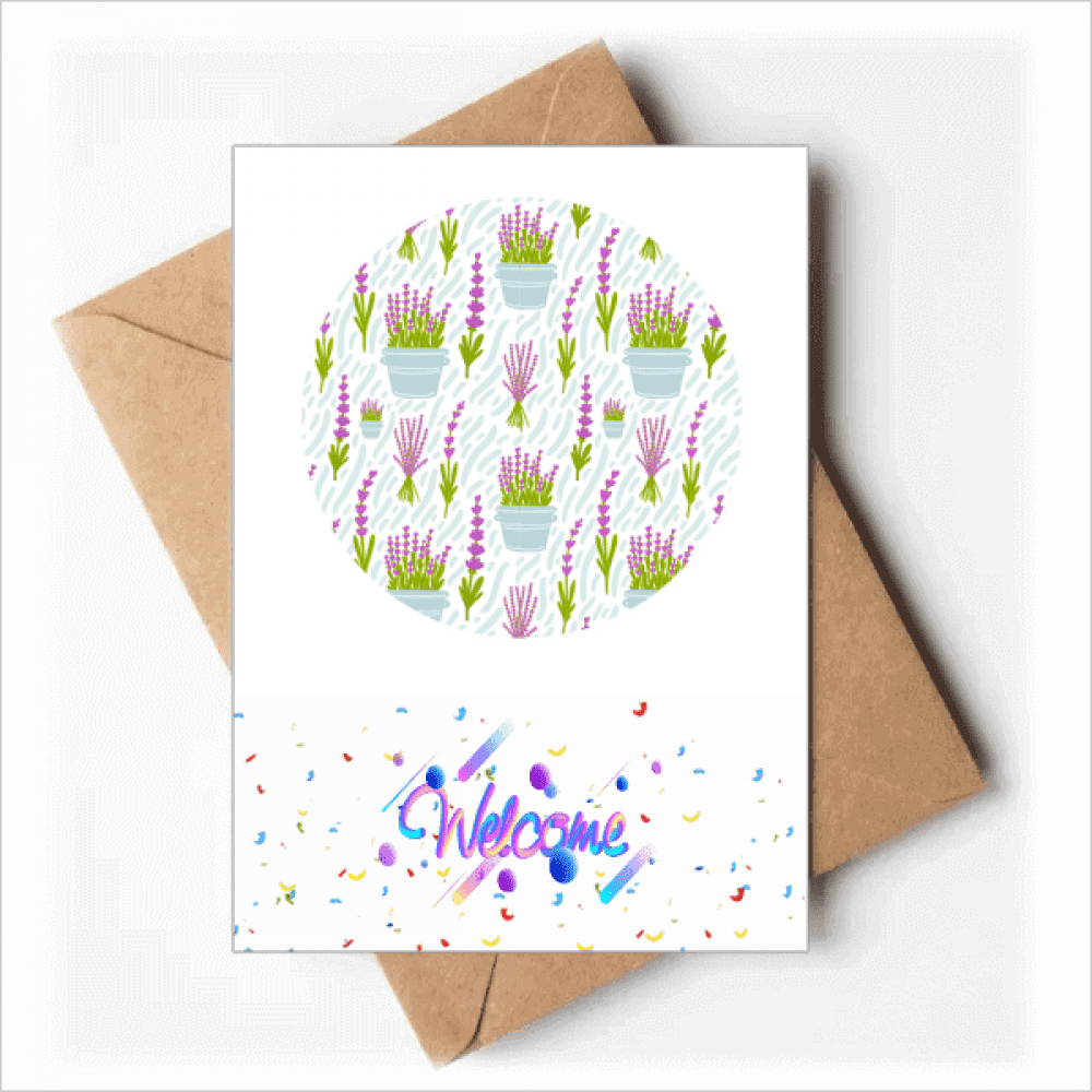lavender Potted Flowers Painting Welcome Back Greeting Cards Envelopes Blank