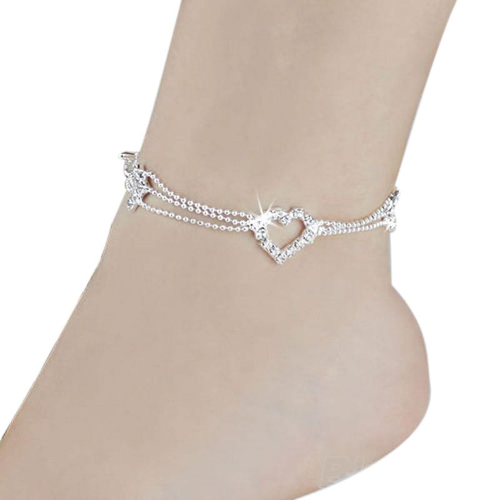 layered Anklets for women initial Anklets for men non tarnish heart
